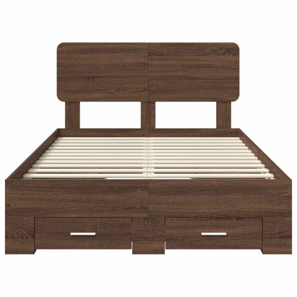 Рамка за легло с таблото Кафяв дъб 135 x 190 cm Инженерно дърво