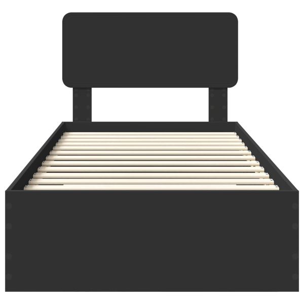 Рамка за легло с таблото Черно 75 x 190 cm Инженерно дърво