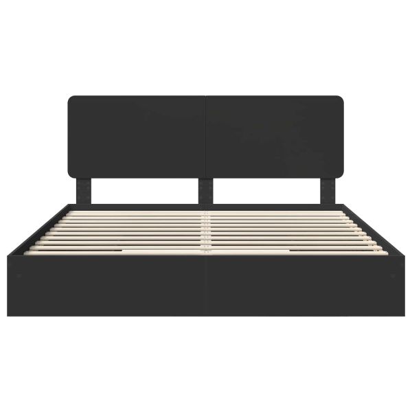 Легло с място за съхранение Черно 200 x 200 cm Инженерно дърво