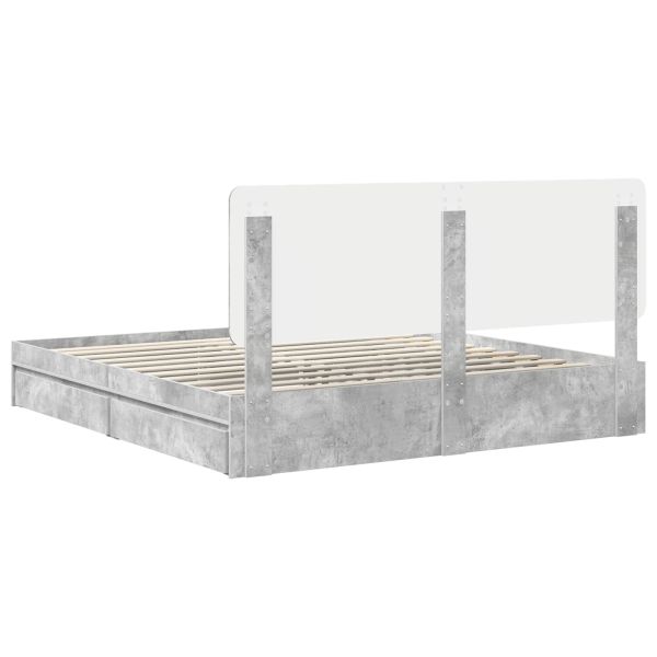 Легло с място за съхранение Циментено сиво 200 x 200 cm