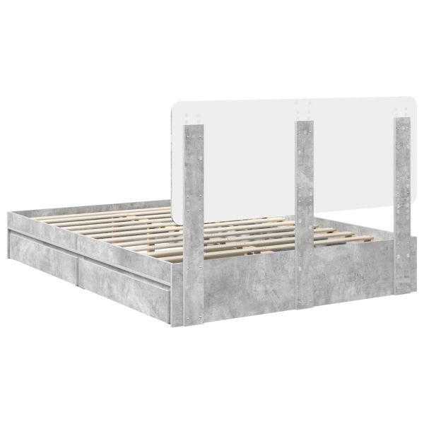 Легло с място за съхранение Циментено сиво 160 x 200 cm