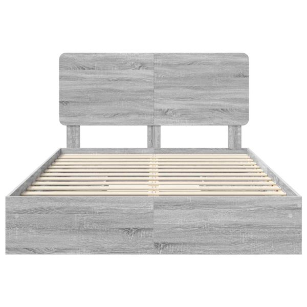 Легло с място за съхранение с таблото Сив Сонома 160 x 200 cm