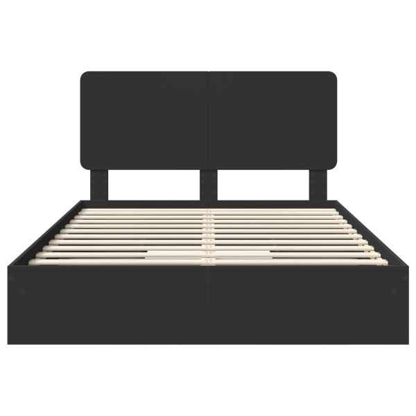 Легло с място за съхранение Черно 150 x 200 cm Инженерно дърво