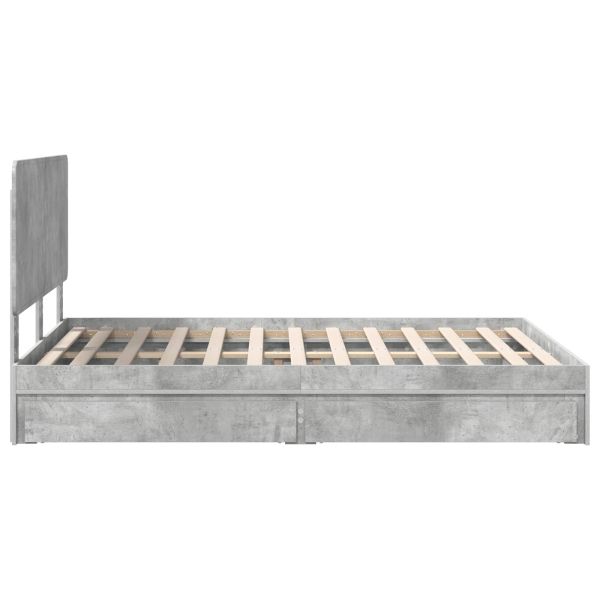 Легло с място за съхранение Циментено сиво 150 x 200 cm