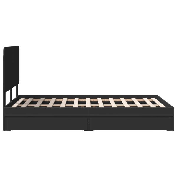 Легло с място за съхранение Черно 135 x 190 cm Инженерно дърво