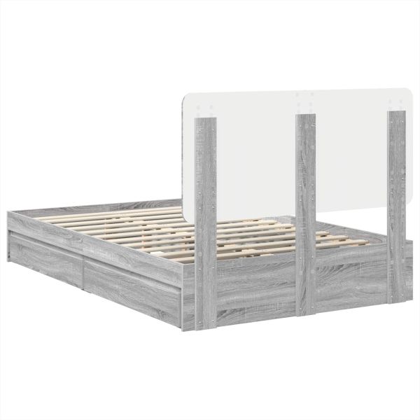 Легло с място за съхранение с таблото Сив Сонома 120 x 190 cm