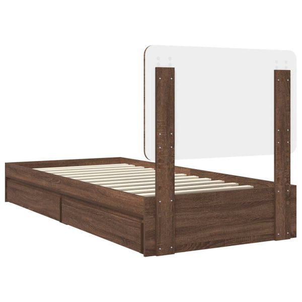 Легло с място за съхранение с таблото Кафяв дъб 100 x 200 cm