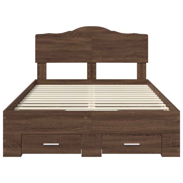 Рамка за легло с таблото Кафяв дъб 135 x 190 cm Инженерно дърво