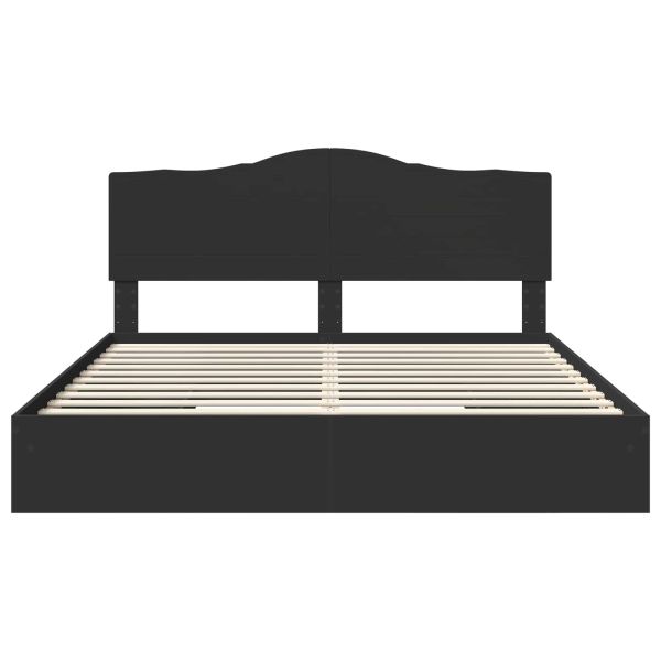 Легло с място за съхранение Черно 200 x 200 cm Инженерно дърво