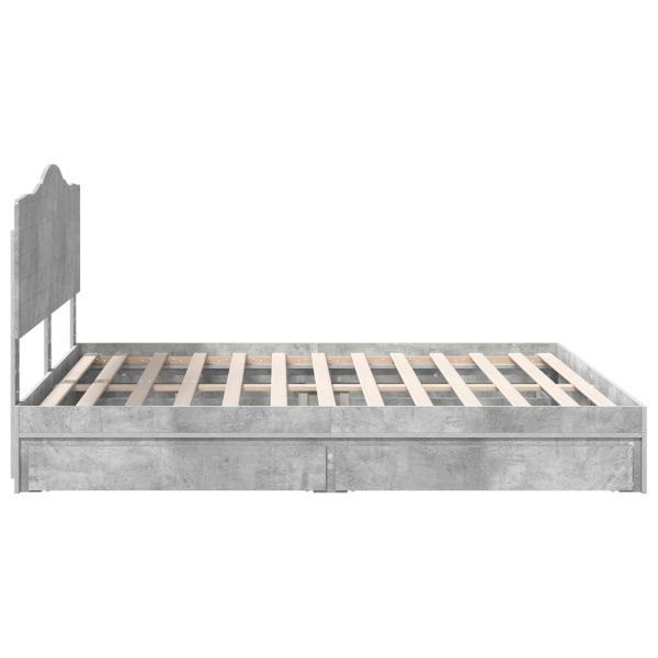 Легло с място за съхранение Циментено сиво 200 x 200 cm