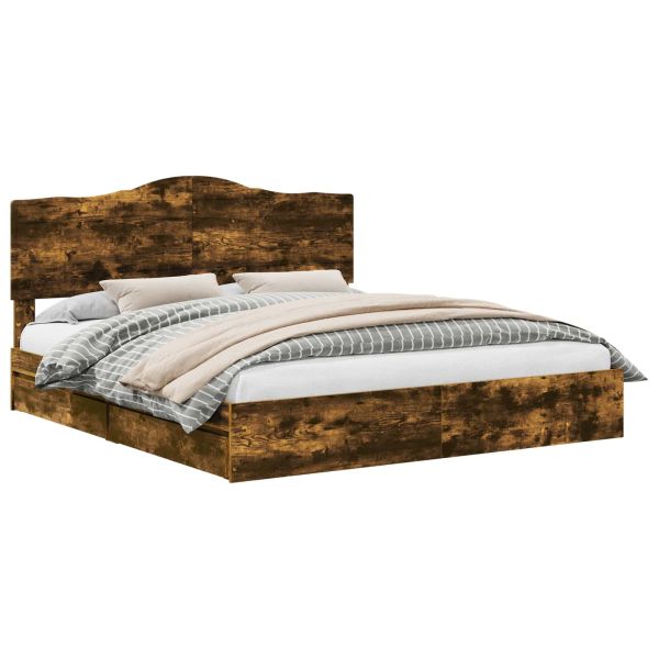 Легло с място за съхранение с таблото Димян дъб 200 x 200 cm