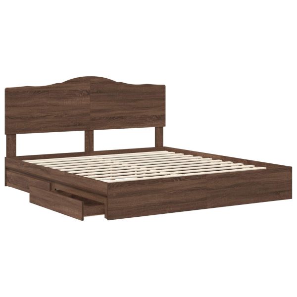 Легло с място за съхранение с таблото Кафяв дъб 200 x 200 cm