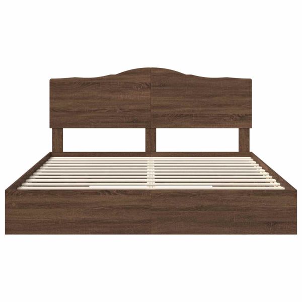 Легло с място за съхранение с таблото Кафяв дъб 200 x 200 cm