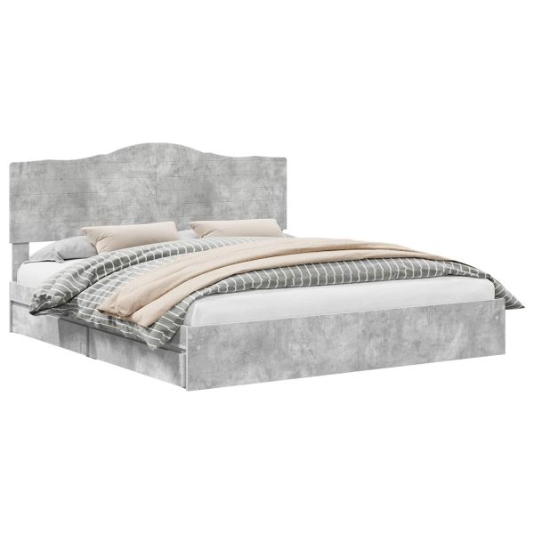 Легло с място за съхранение Циментено сиво 180 x 200 cm