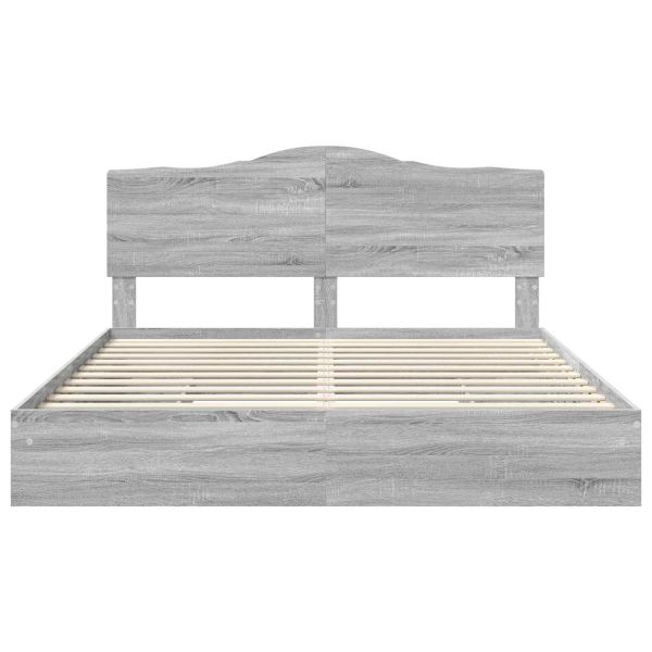 Легло с място за съхранение с таблото Сив Сонома 180 x 200 cm