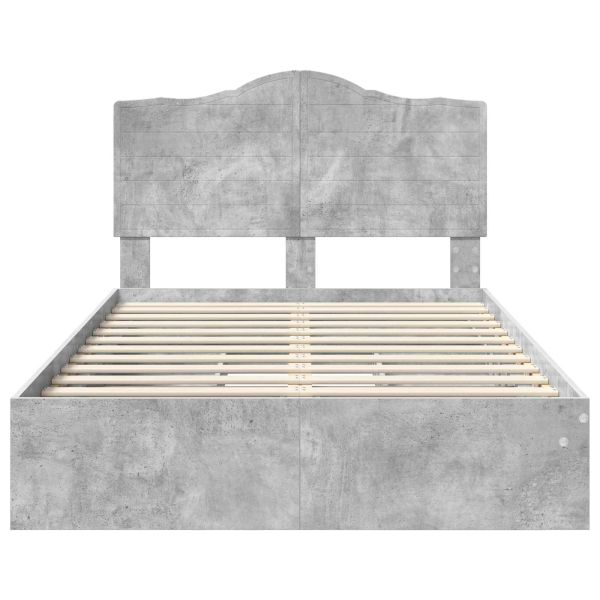 Рамка за легло Циментено сиво 135 x 190 cm Инженерно дърво