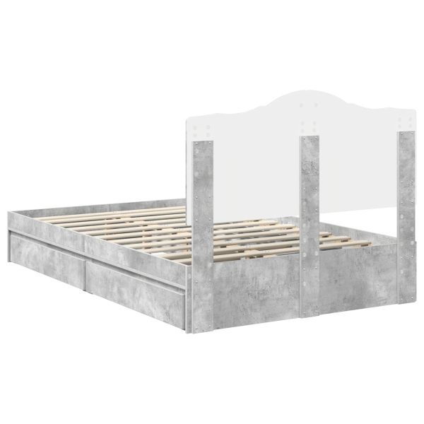 Рамка за легло Циментено сиво 135 x 190 cm Инженерно дърво