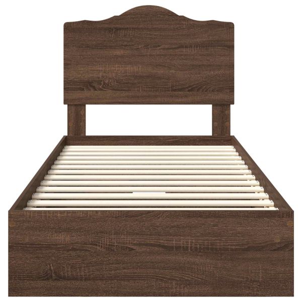 Легло с място за съхранение с таблото Кафяв дъб 100 x 200 cm