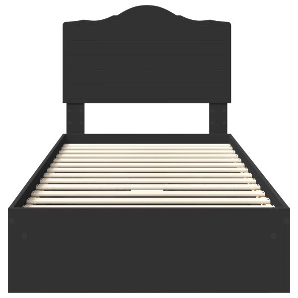 Легло с място за съхранение Черно 90 x 190 cm Инженерно дърво