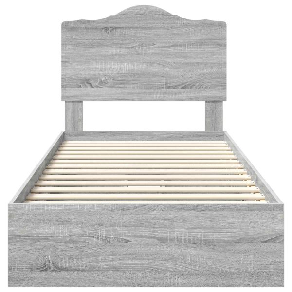 Легло с място за съхранение с таблото Сив Сонома 75 x 190 cm