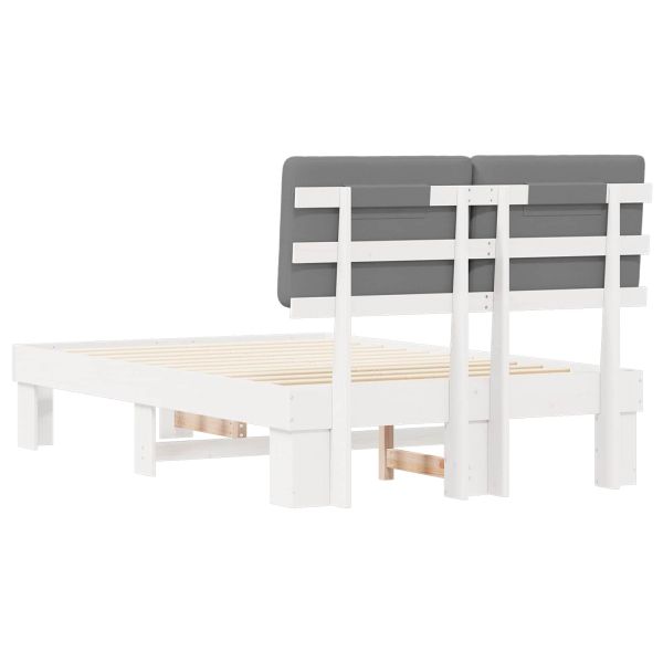 Леглова рамка с тапицирана гръбна част Светлосиво 120 x 200 cm