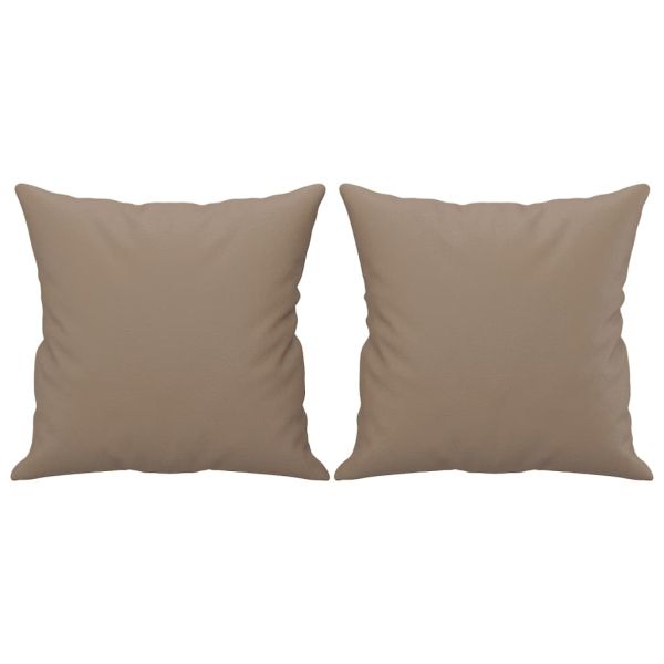 Комплект дивани 3 части с възглавници капучино изкуствена кожа