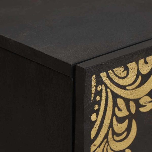 Служебен шкаф 2 pcs Черно 60 x 33 x 75 cm Солидно мангово дърво