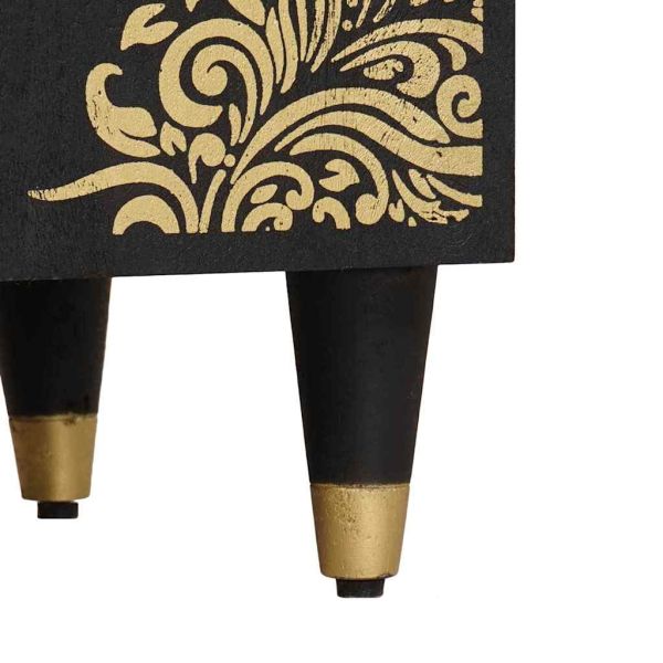 Комплект шкафове за баня 4 pcs Черно Солидно мангово дърво