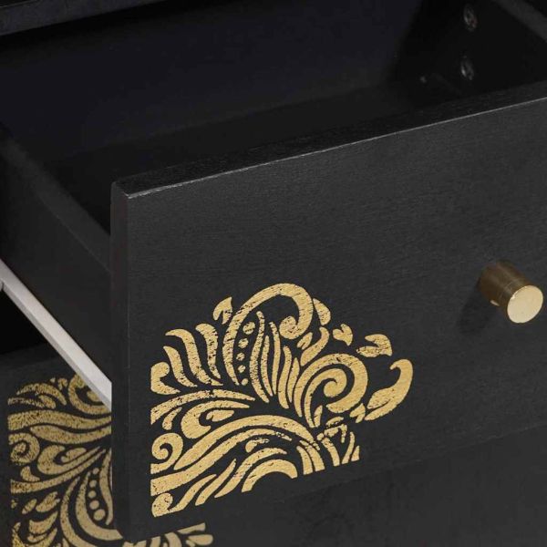 Комплект шкафове за баня 5 pcs Черно Солидно мангово дърво