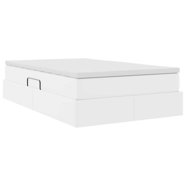 Легло с място за съхранение и матрак с матрак Бяло 120 x 190 cm