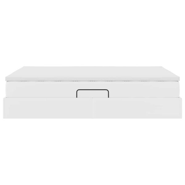 Легло с място за съхранение и матрак с матрак Бяло 140 x 190 cm