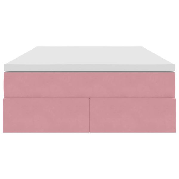 Легло с място за съхранение и матрак Розово 120 x 190 cm Кадифе