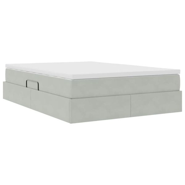 Легло с място за съхранение и матрак Светлосиво 140 x 190 cm