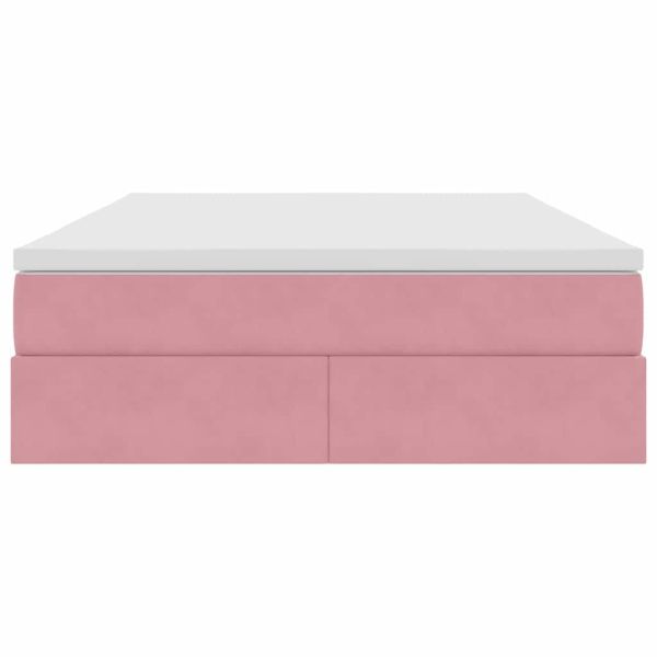 Легло с място за съхранение и матрак Розово 140 x 200 cm Кадифе