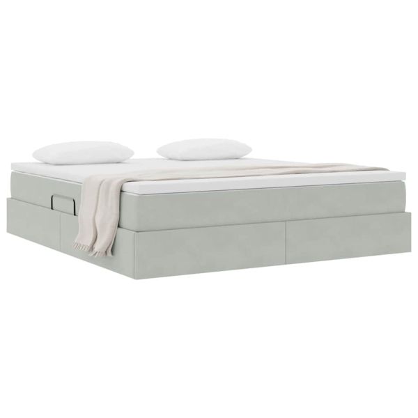 Легло с място за съхранение и матрак Светлосиво 160 x 200 cm