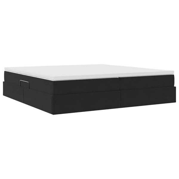 Легло с място за съхранение и матрак Черно 200 x 200 cm Кадифе