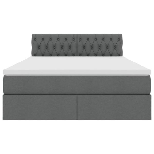 Легло с място за съхранение и матрак Тъмен сив 140 x 200 cm