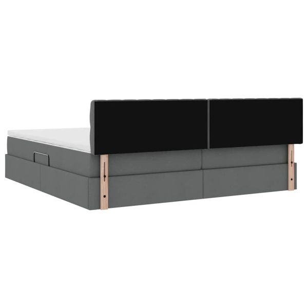 Легло с място за съхранение и матрак Тъмен сив 200 x 200 cm