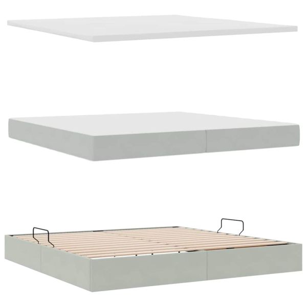 Легло с място за съхранение Светлосиво 200 x 200 cm Кадифе