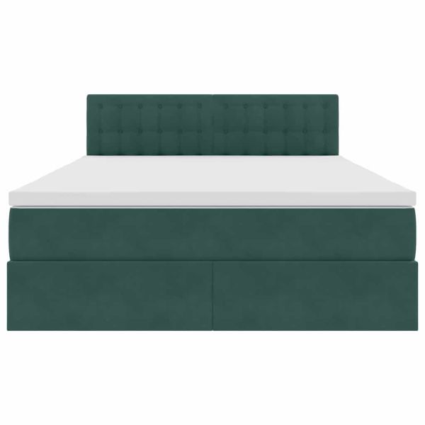 Легло с място за съхранение Тъмен зелен 140 x 190 cm Кадифе