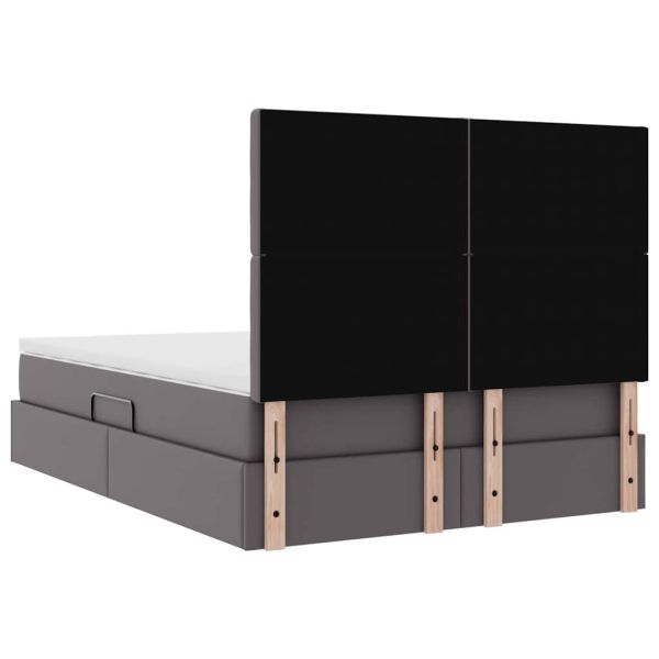 Легло с място за съхранение Сив 140 x 200 cm Изкуствена