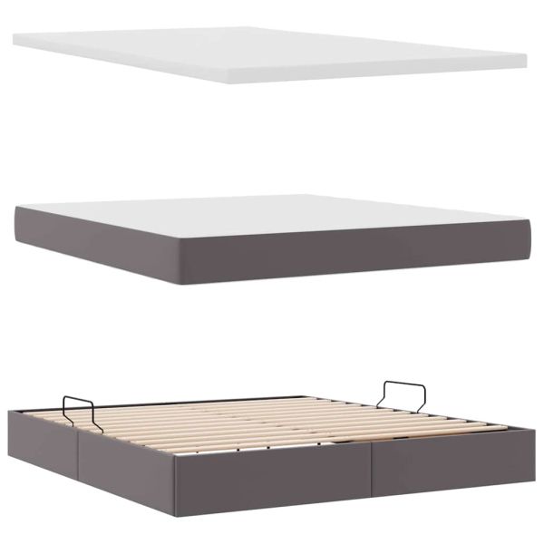 Легло с място за съхранение Сив 180 x 200 cm Изкуствена