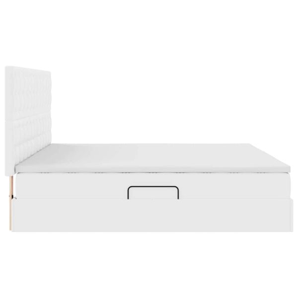 Легло с място за съхранение Чисто бяло 200 x 200 cm Изкуствена