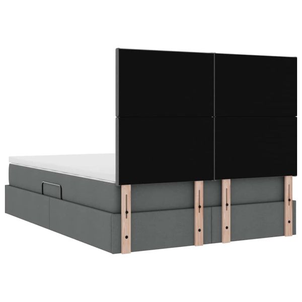Легло с място за съхранение Тъмен сив 140 x 200 cm Изкуствена