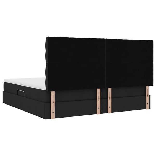 Легло с място за съхранение Черно 200 x 200 cm Изкуствена