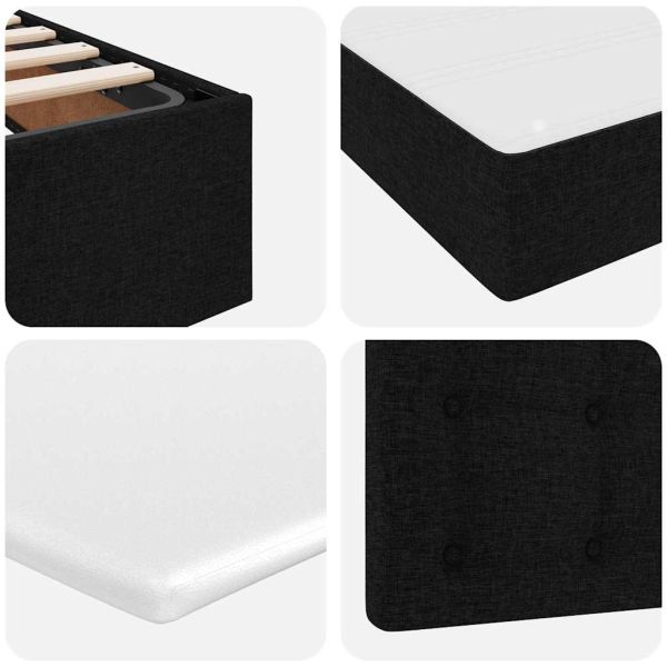 Легло с място за съхранение Черно 200 x 200 cm Изкуствена