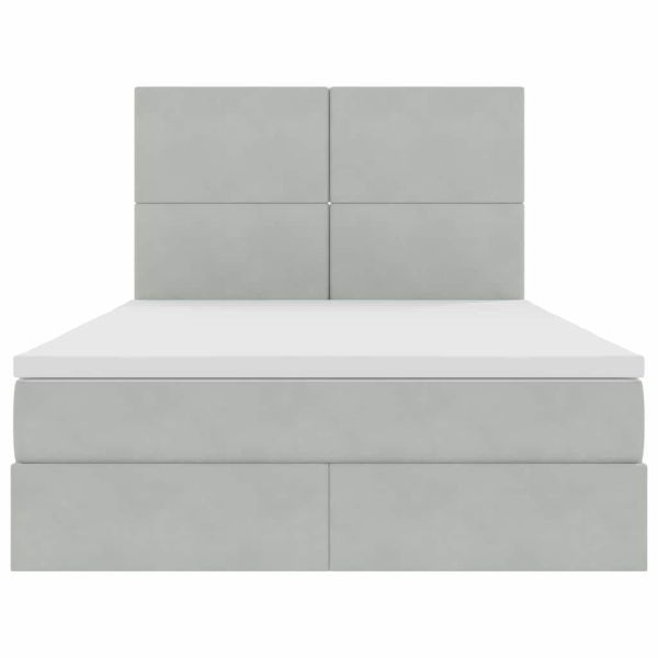 Легло с място за съхранение и LED Светлосиво 140 x 190 cm