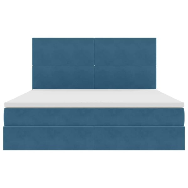 Легло с място за съхранение и LED Тъмен син 160 x 200 cm Кадифе