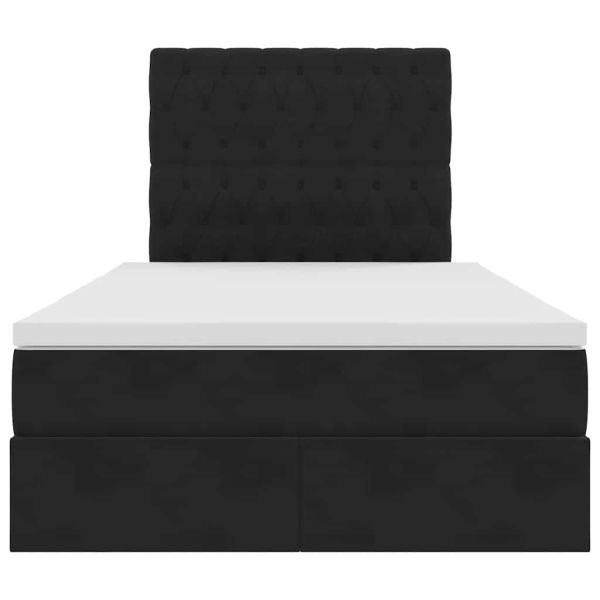 Легло с място за съхранение и LED Черно 120 x 190 cm Кадифе