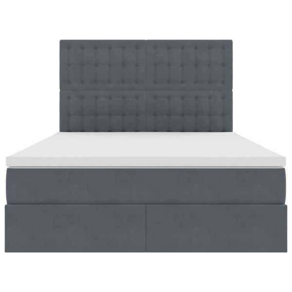 Легло с място за съхранение и LED Тъмен сив 140 x 200 cm Кадифе